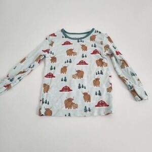 Free Birdees Bamboo Highland Cow Barn Pajama Top Blue 2T Long Sleeve
